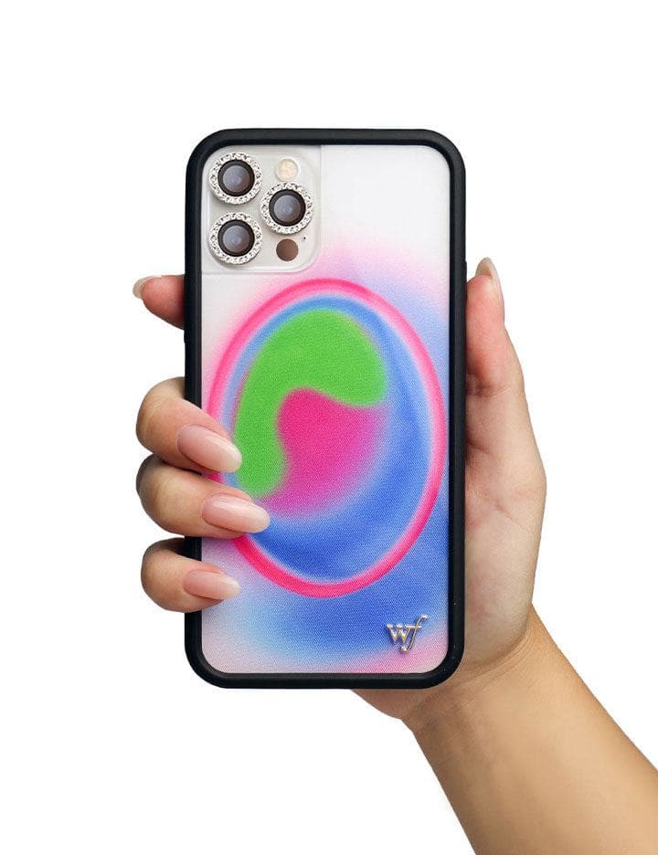 Aura iPhone Case with Electric Green Pink and Blue Gradient