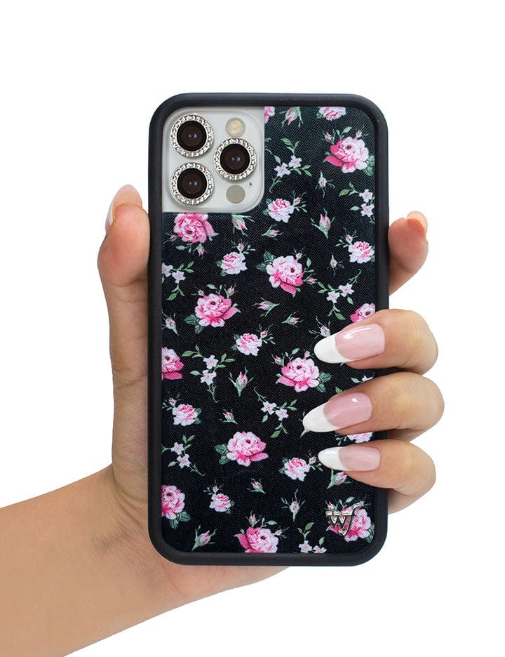 Black and Pink Floral iPhone Case with Rose Print - Image 27