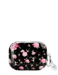 Black and Pink Floral AirPods Pro Case with Keychain Loop