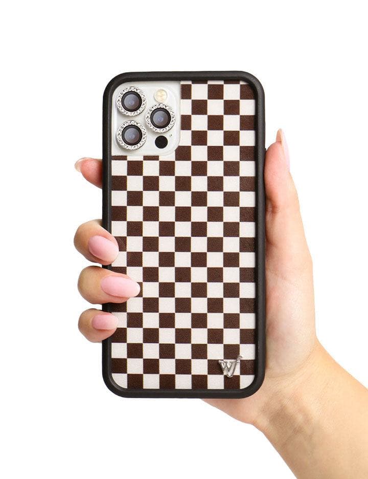 Checkers Brown iPhone Case with Protective Bumper - Image 3