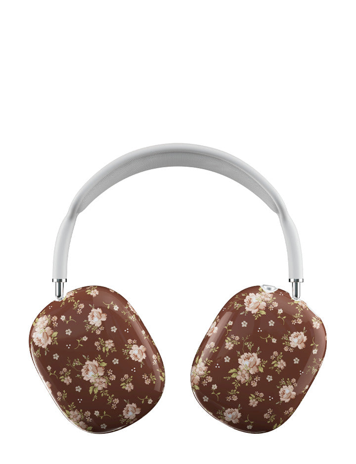 Brown Floral patterned protective cover for Apple AirPod Max headphones