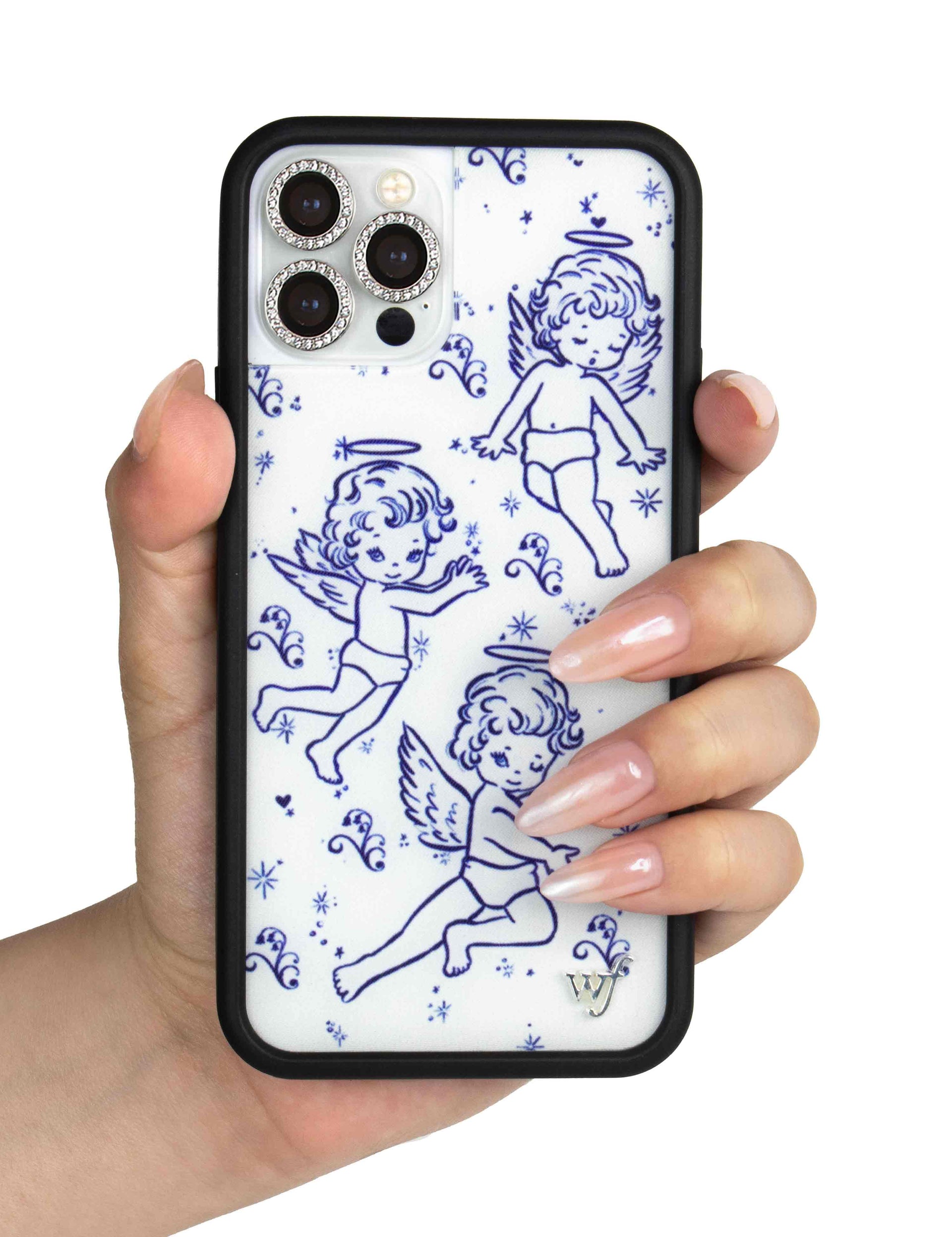 Cherub Print iPhone Case with Midnight Blue Sparkle Details - Image 38