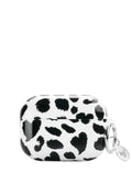 Dalmatian print AirPods Pro protective case with a silver keychain ring.