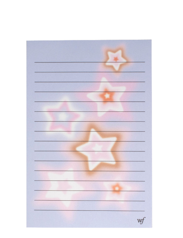 A 3-pack of lavender lined notepads featuring a glowing star pattern.