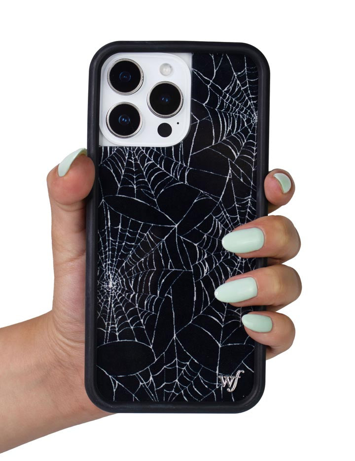 Itsy Bitsy Spider Web Pattern iPhone Case in Black - Image 47