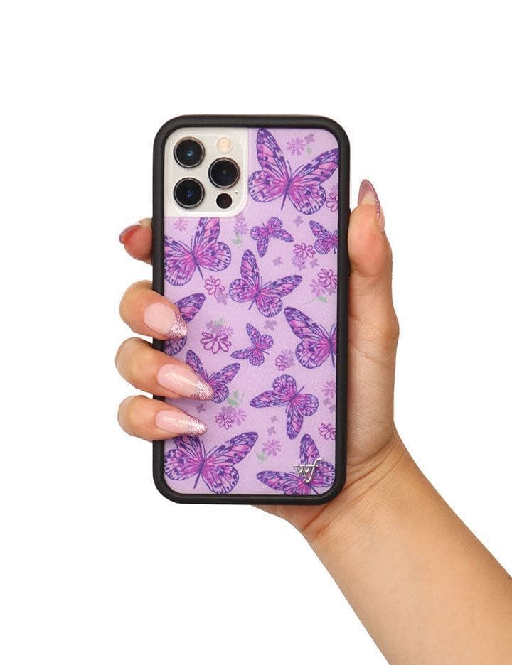 Lavender Butterfly Print iPhone Case with Protective Bumper