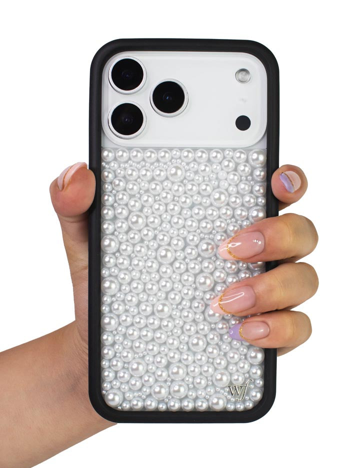 Pearl iPhone Case in White with Protective Black Frame - Image 41