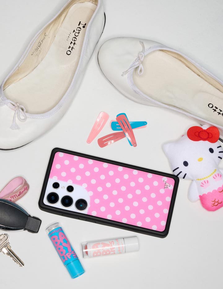 Pink Polka Dot Samsung Galaxy Phone Case with Protective Bumper - Image 10