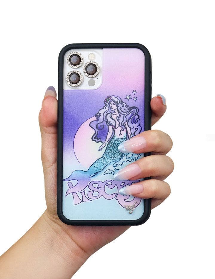 Pisces Mermaid iPhone Case in Purple Baby Pink and Turquoise