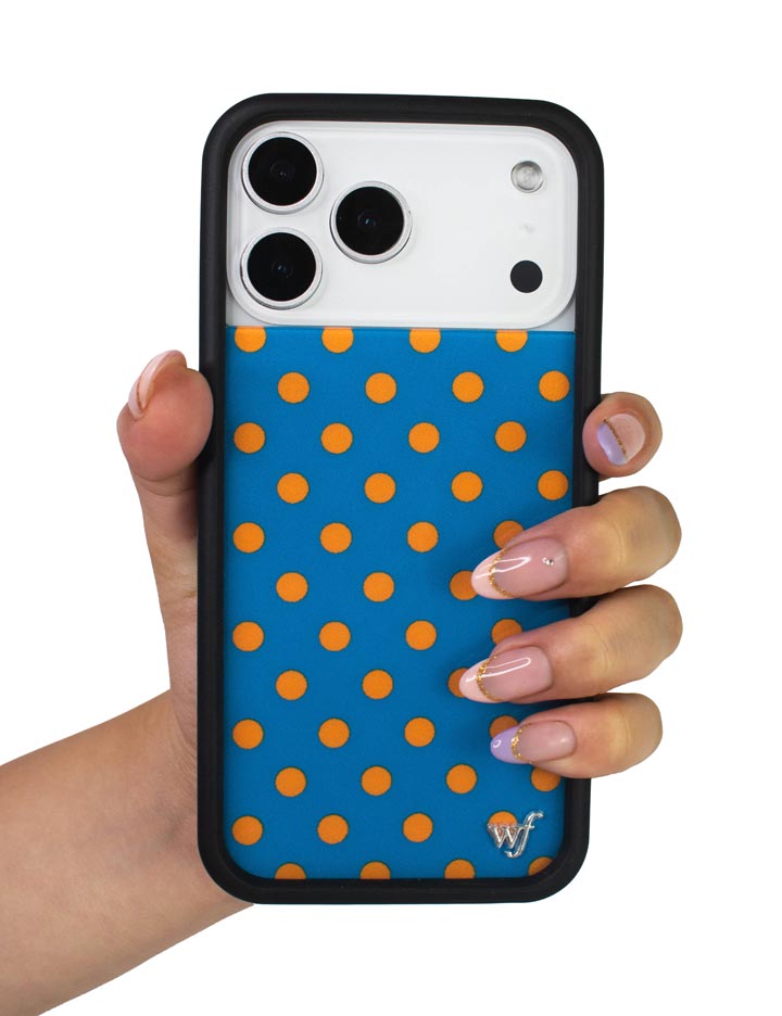 Blue and Orange Polka Dot Protective iPhone Case - Image 43