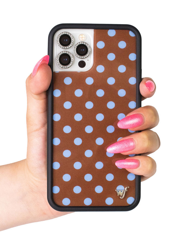 Brown and Blue Polka Dot iPhone Case for Retro Aesthetic - Image 43