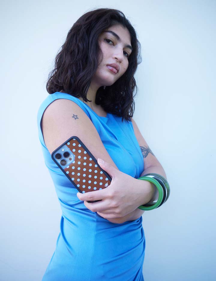 Brown and Blue Polka Dot Protective Samsung Galaxy Phone Case - Image 9