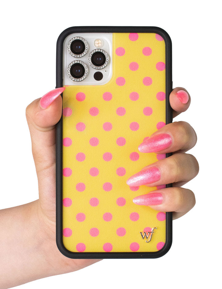Yellow and Pink Polka Dot iPhone Case - Fun Trendy Phone Cover