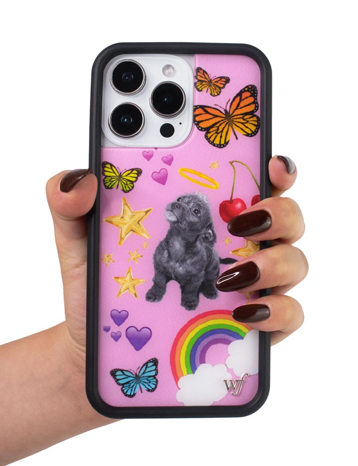 Puppy Love Pink Graphic iPhone Case with Black Bumper - Image 37