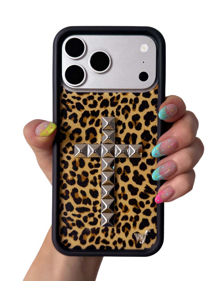 Stud Cross Meow Leopard Print iPhone Case - Bold Streetwear