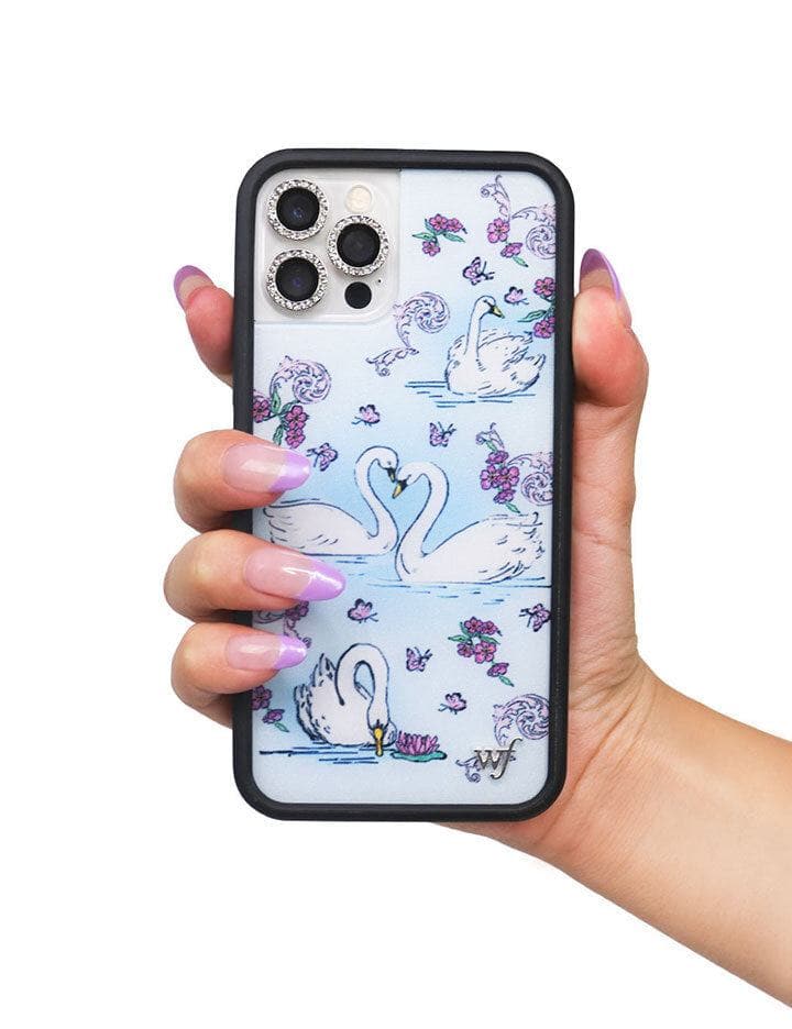 Swan Lake iPhone Case with Floral Cottagecore Print and Bumper