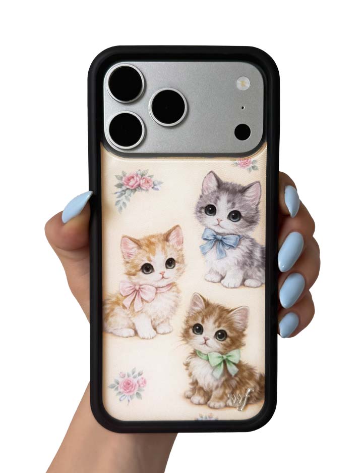Vintage Kittens iPhone Case Floral White Animal Print