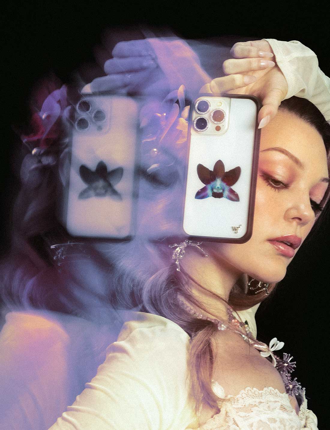 Orchid White iPhone Case with Purple Floral Design - Image 35