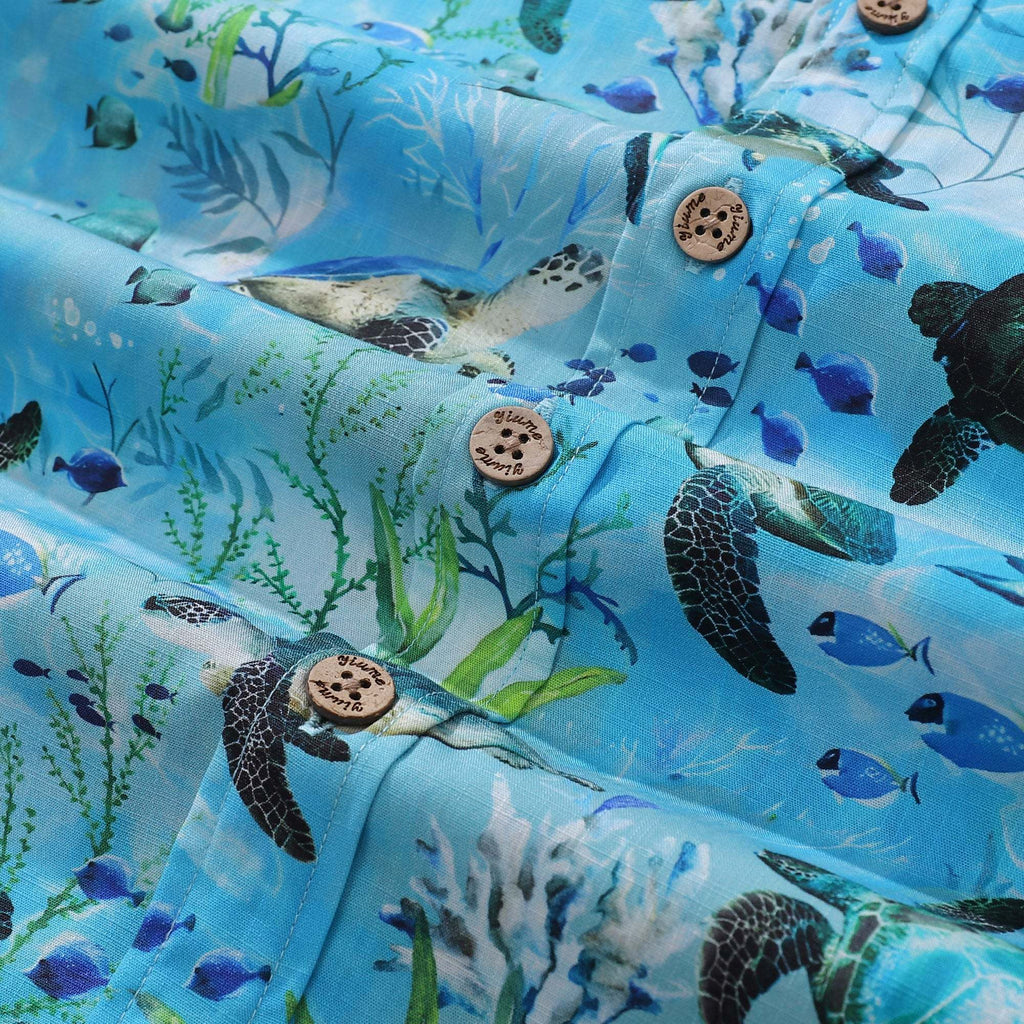Blue Ocean Sonata Short Sleeve Cotton Hawaiian Shirt