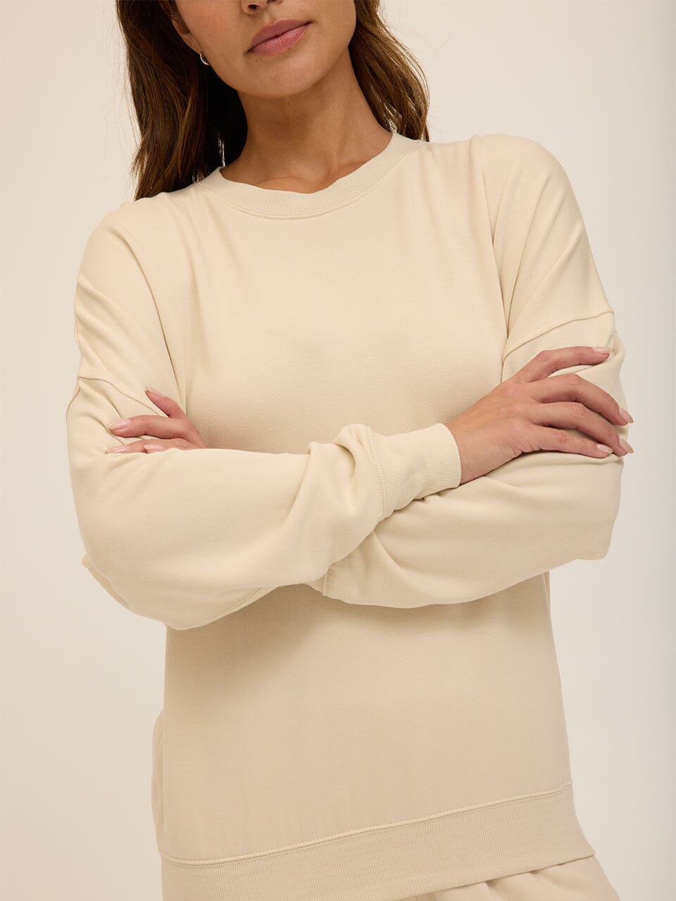 Core Feather Fleece Sweatshirt in Cream