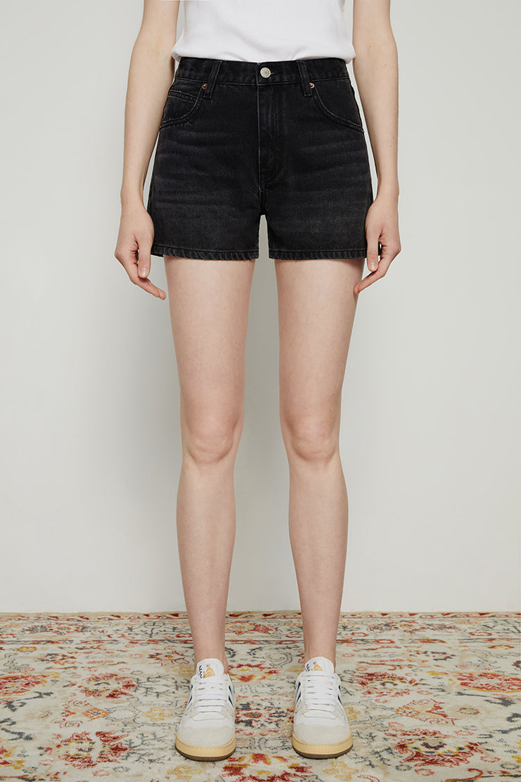 Vintage High Rise Denim Shorts in Midnight