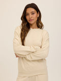Minimalist cream Core Feather Fleece Sweatshirt with a relaxed fit