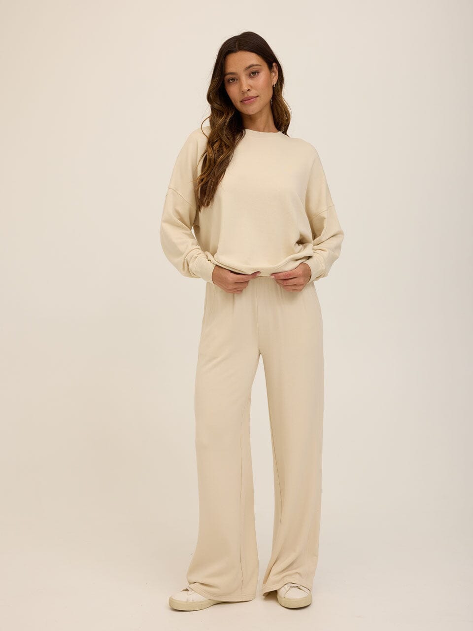 Core Feather Fleece Sweatshirt in Cream