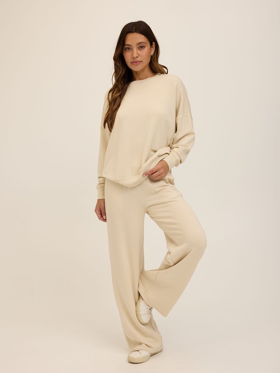 Core Feather Fleece Sweatshirt in Cream