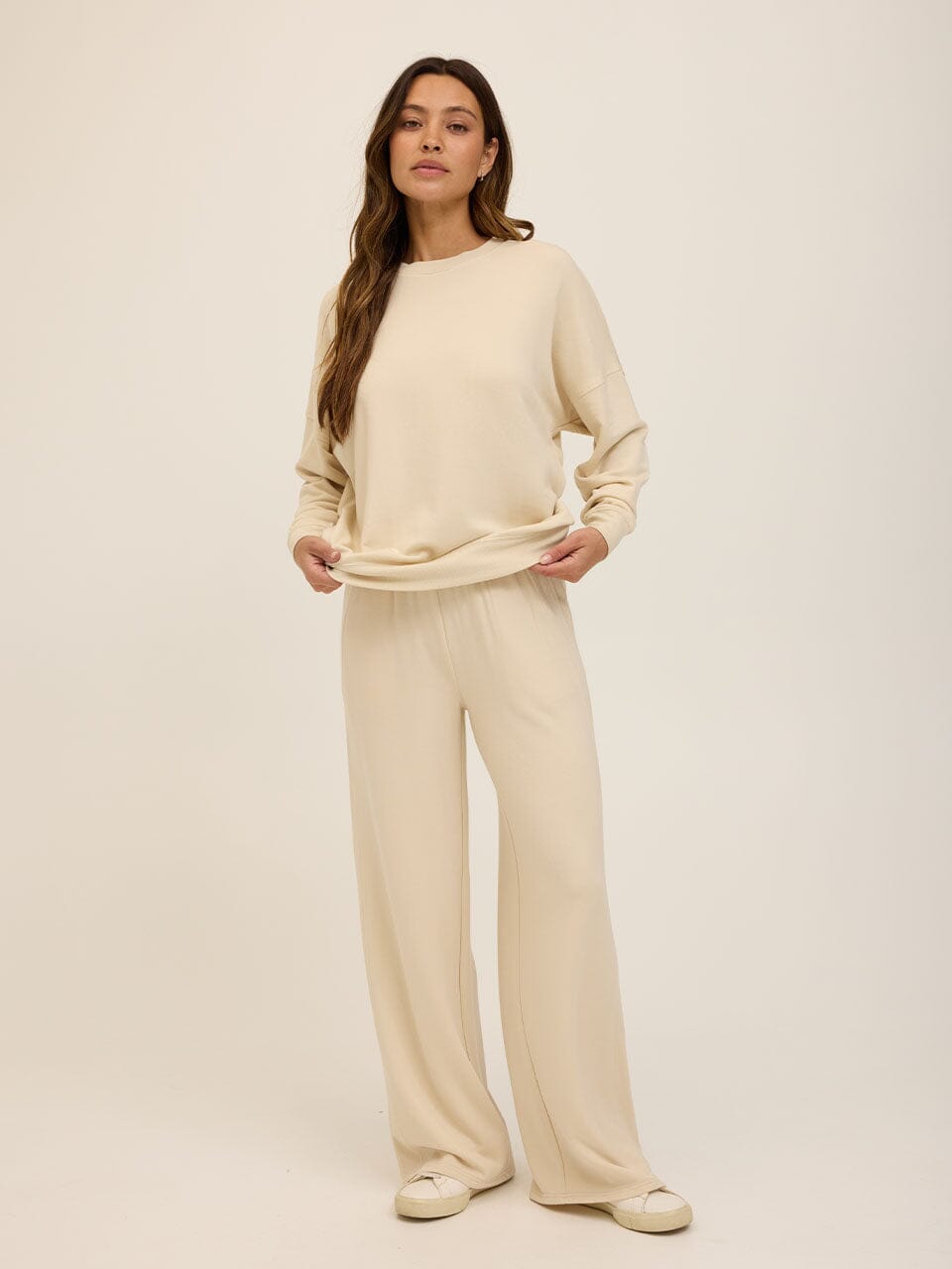 Core Feather Fleece Sweatshirt in Cream