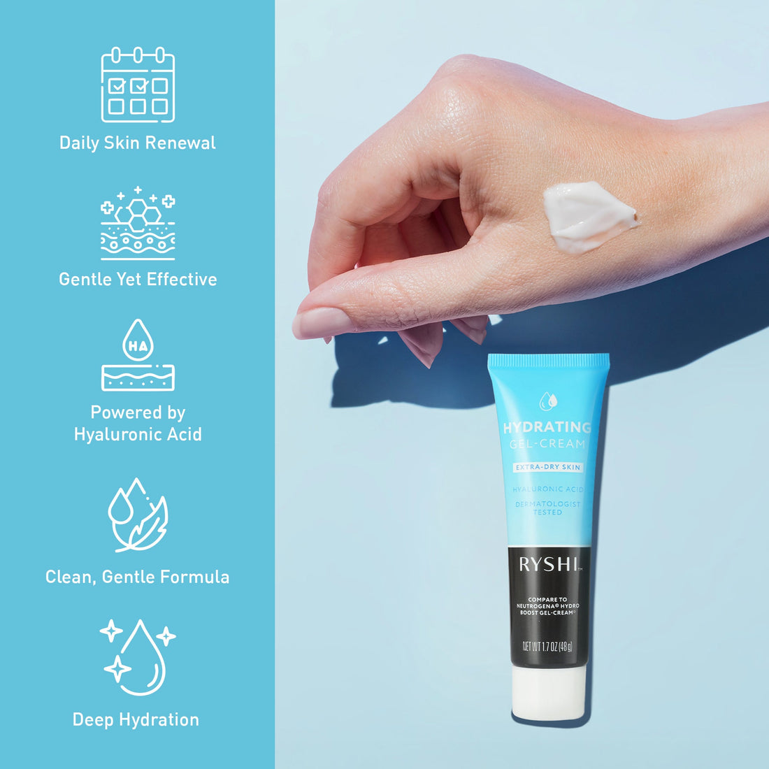Hydrating Gel Cream for Extra Dry Skin – With Hyaluronic Acid, Deep Moisture, Lightweight Feel – Gentle on Sensitive Skin