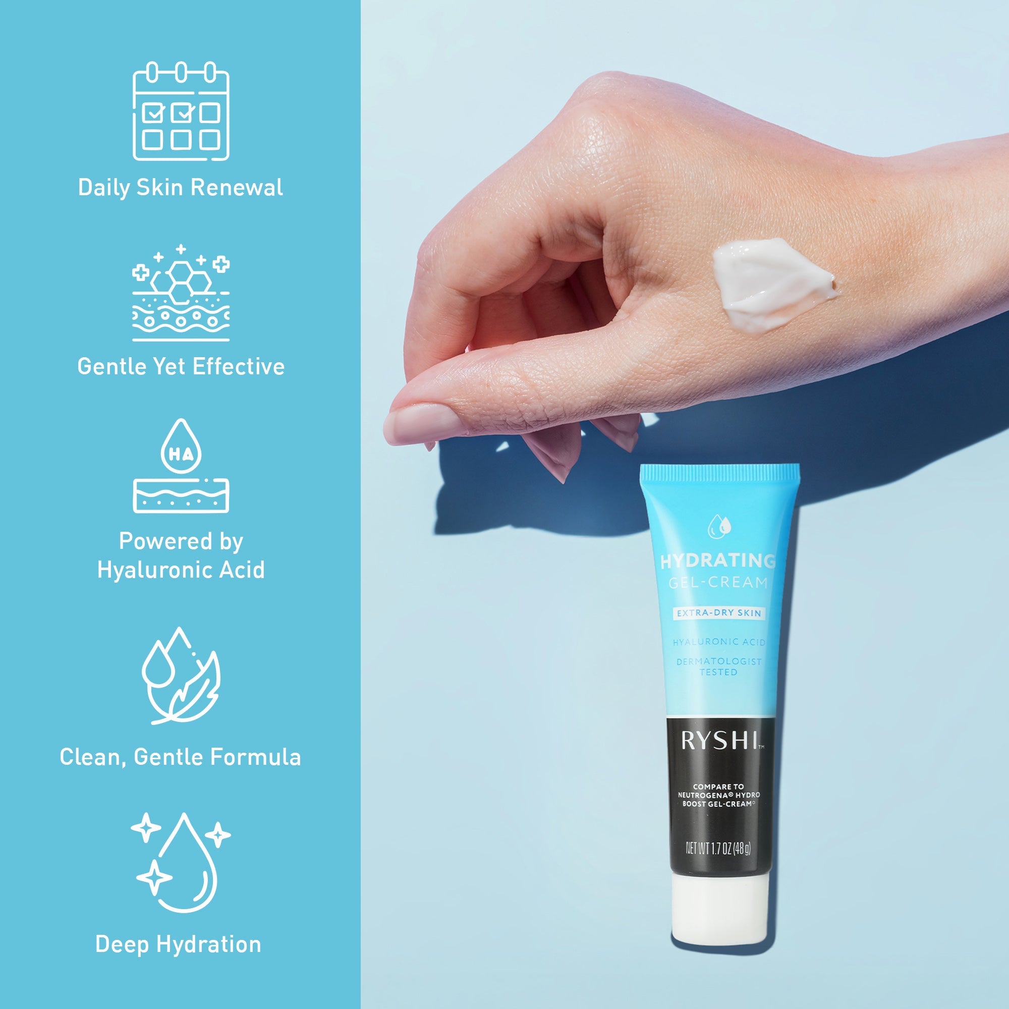 Hydrating Gel Cream for Extra Dry Skin – With Hyaluronic Acid, Deep Moisture, Lightweight Feel – Gentle on Sensitive Skin