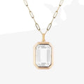 Molly Zircon Pendant Necklace with emerald-cut clear crystal in polished 18k gold plate on cable chain
