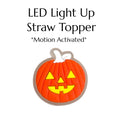 LED LIGHT UP PUMPKIN Straw Topper
