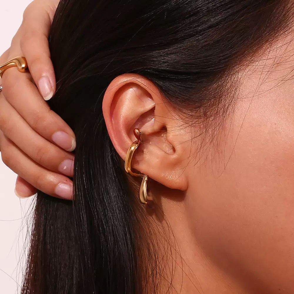 Womens Niche-Design Stainless Steel Geometric Ear Cuff