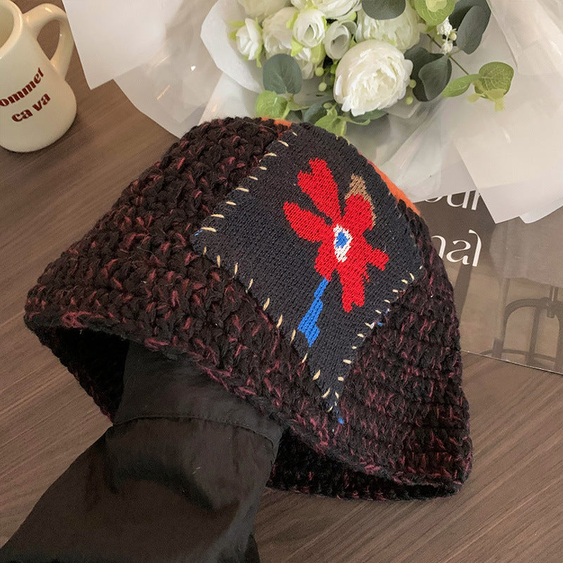 Tie-Dye Knitted Bucket Hat - Women’s Windproof Winter Cap