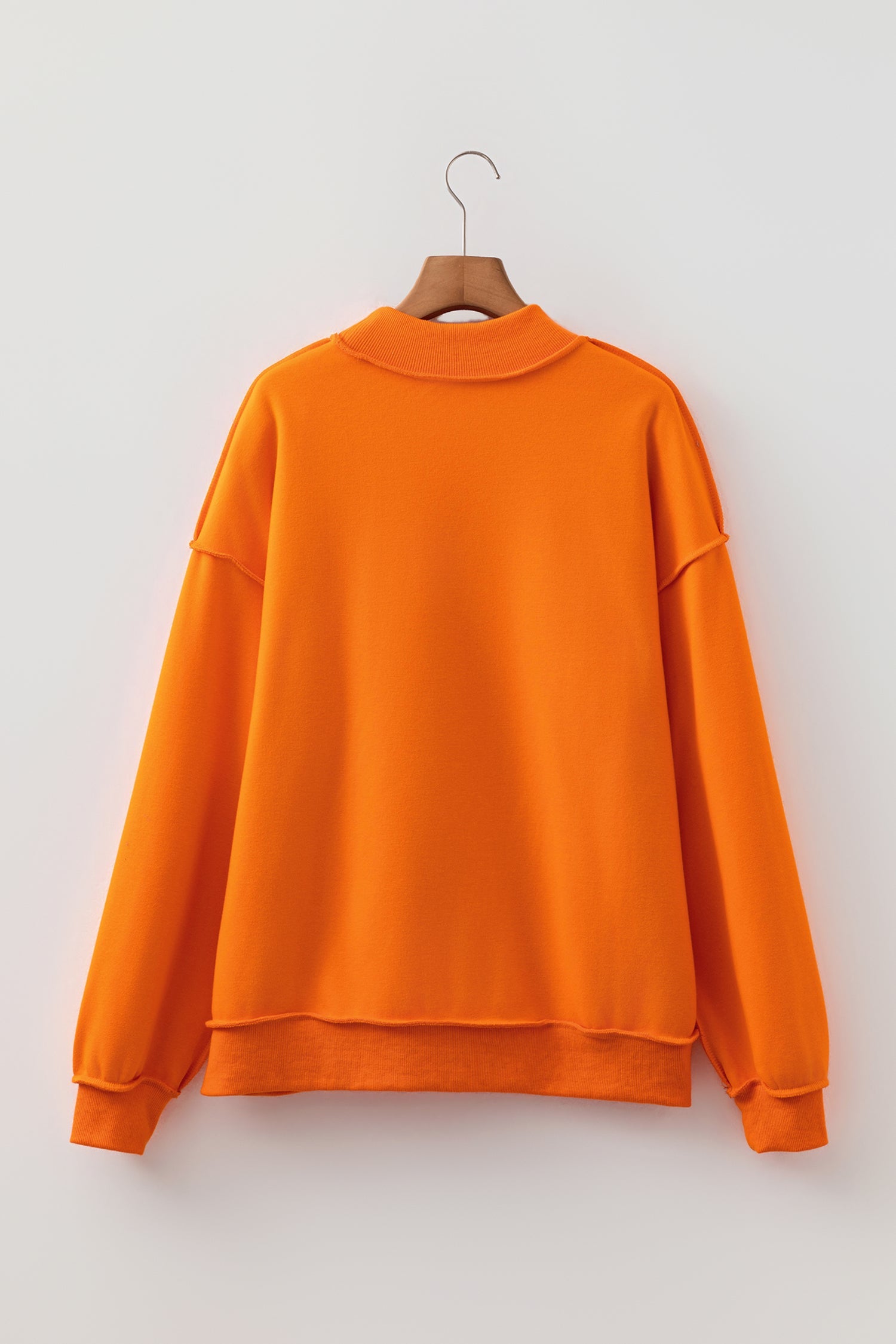 Bright Green Oversize Drop Shoulder Reversible Mock Neck Sweatshirt