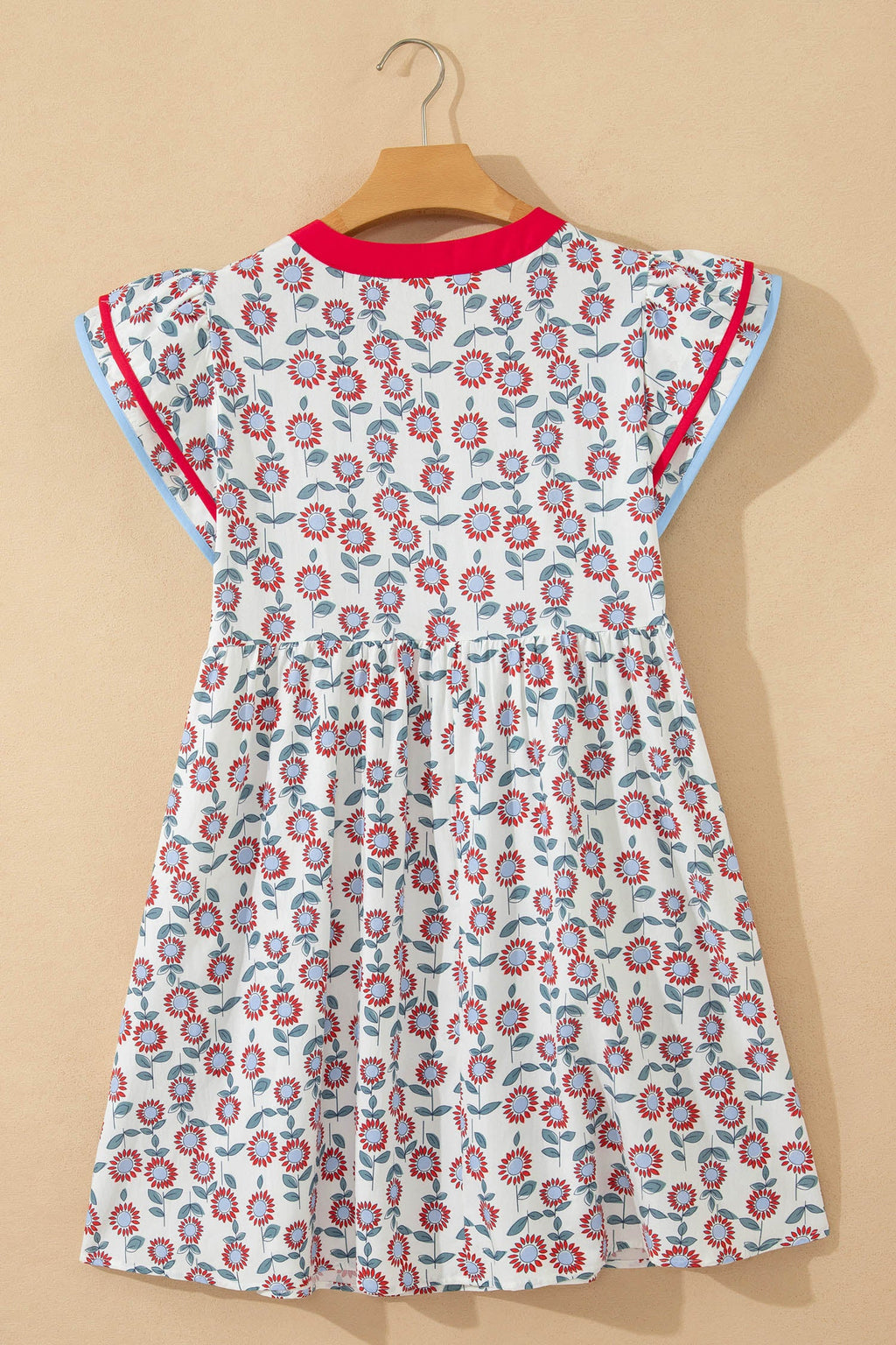Opal Flutter Sleeve Mini Dress: Floral Cotton Casual Boho Dress