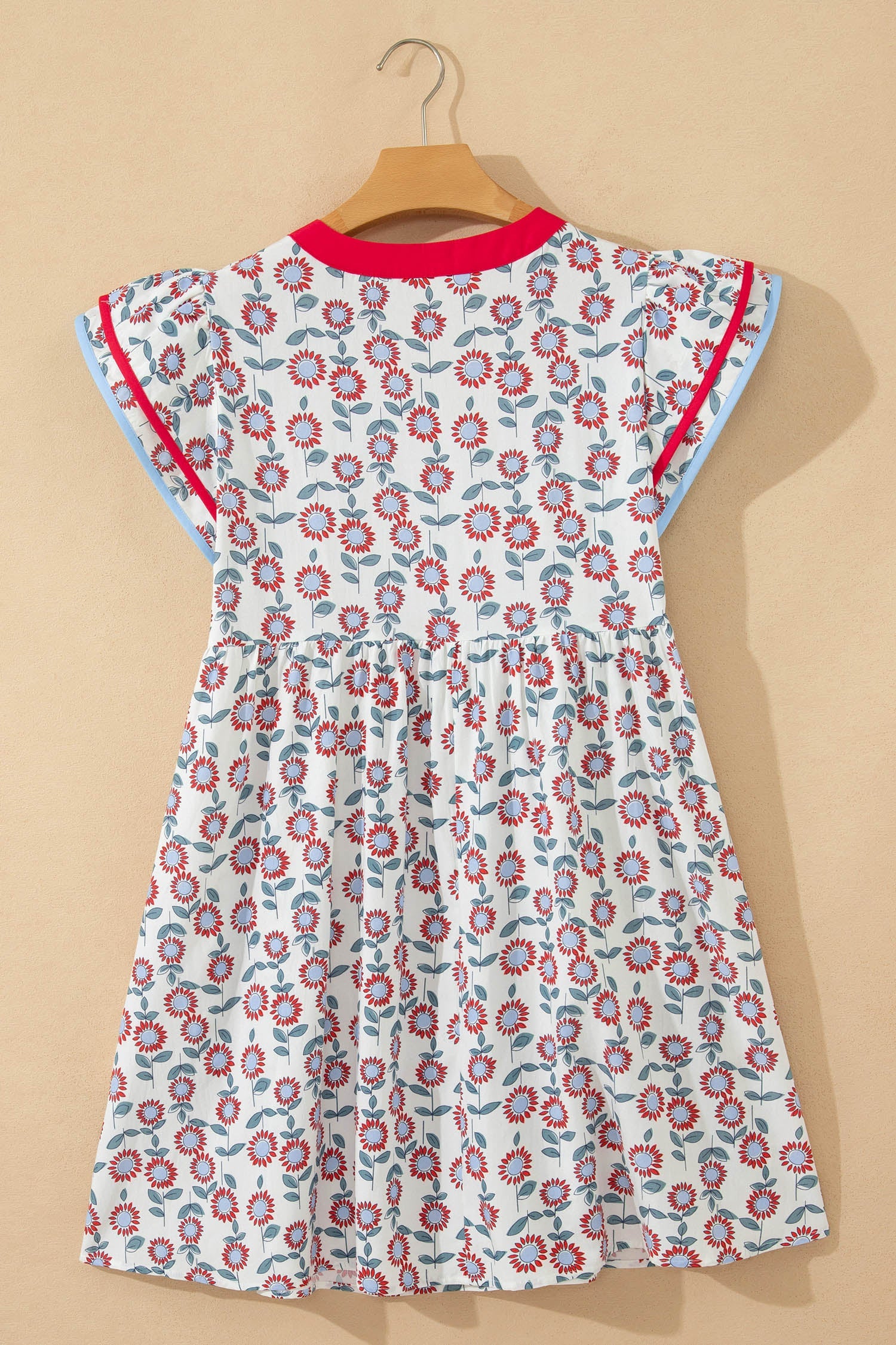 Opal Flutter Sleeve Mini Dress: Floral Cotton Casual Boho Dress
