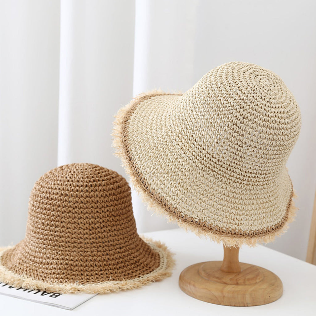Korean Wide Brim Fringed Woven Straw Hat