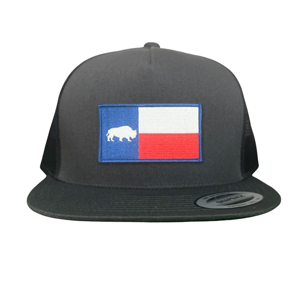 Bison Texas Flag Snapback Hat - Patriotic Regional Pride Trucker