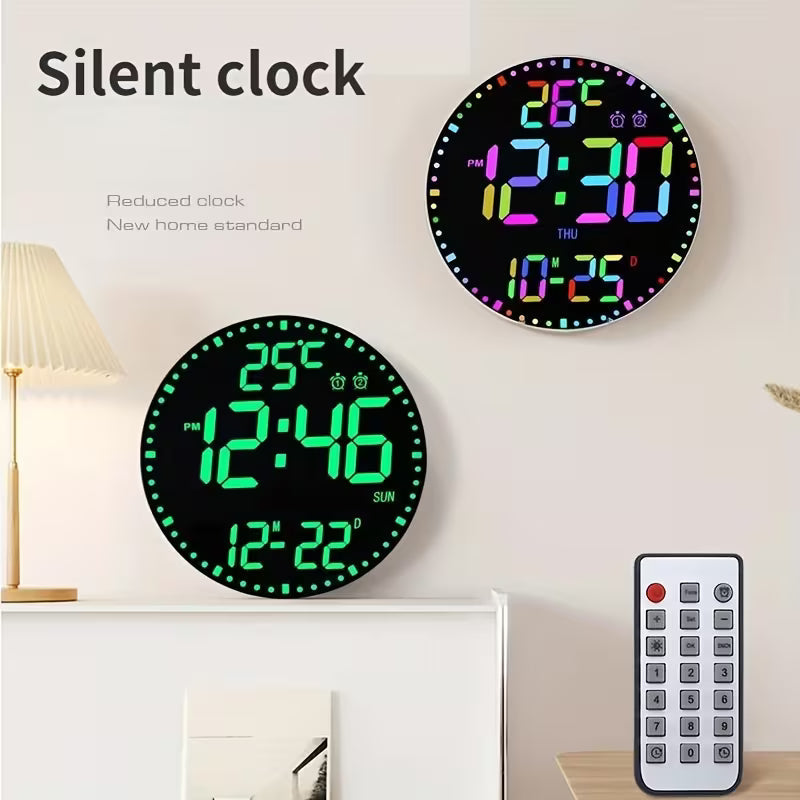Round LED Mirror Wall Clock with USB Timer for Home and Office