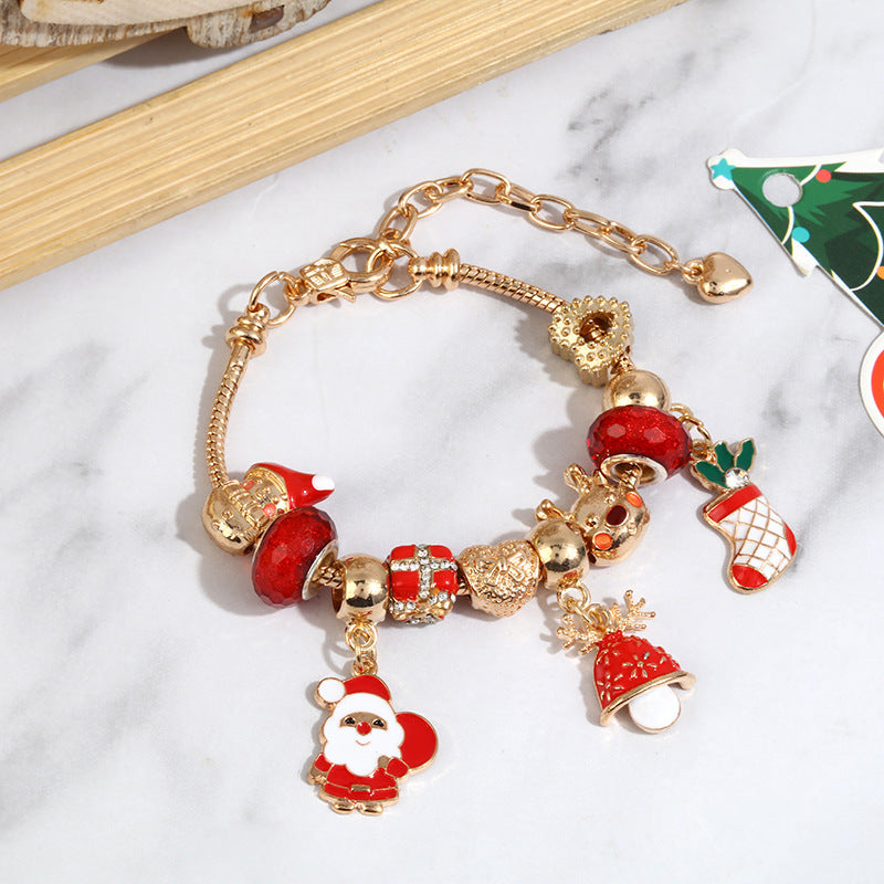 Cross-Border Christmas Gift Crystal Beaded Bracelet Pan's Girls' Jewelry Halloween DIY Kidsren's Snake Bone Bracelet
