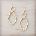 Matte Gold Hoop Earrings with Oval Hoop Dangle 203u