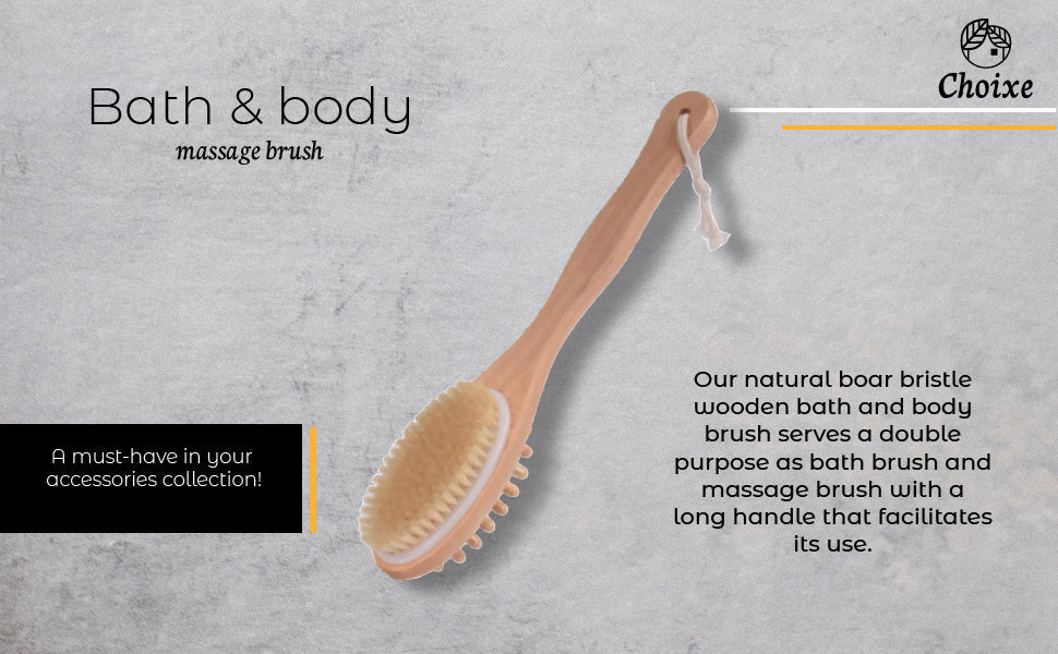 Wooden Dual-Purpose Bath and Massage Body Brush 13.7 Inch - Image 3