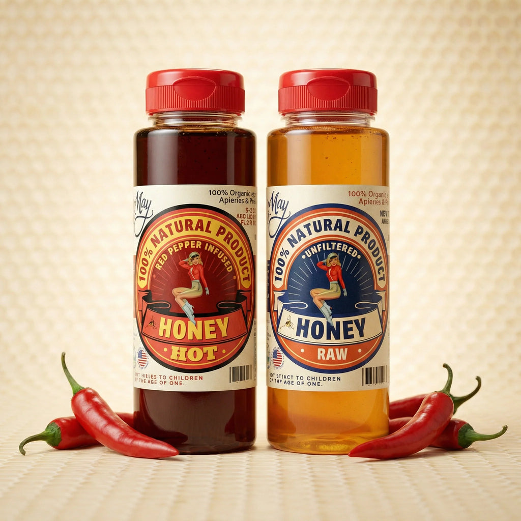 Raw Honey & Hot Honey Duo - Sweet Heat 2-Pack Gift Set | Small Batch Farm Grown | Lady May