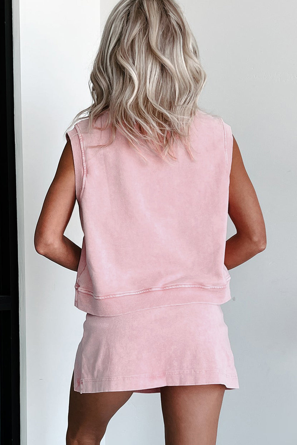Phalaenopsis Mineral Wash Sleeveless Top and Split Skort Set