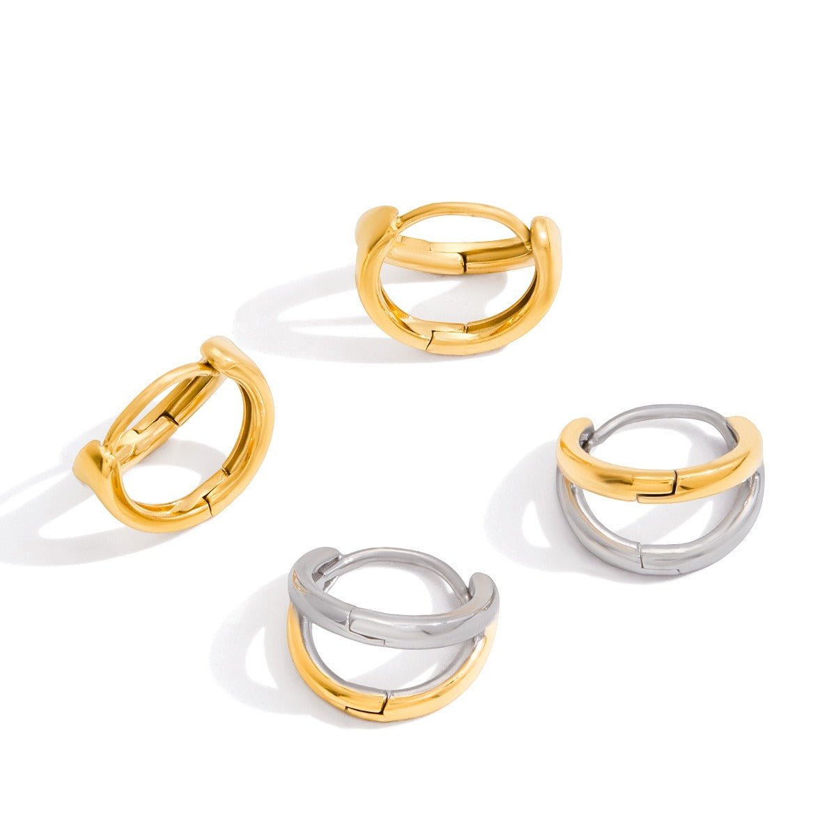 Classic gold hoop earrings with a secure clasp in a high-end, lightweight design