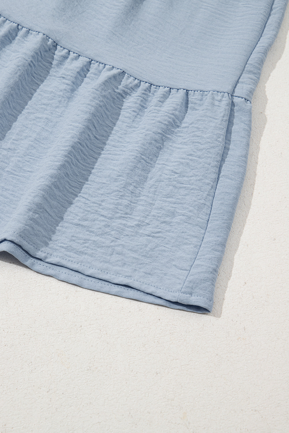 Beau Blue Shirt Collar Button Up Puff Sleeve Tiered Shift Dress