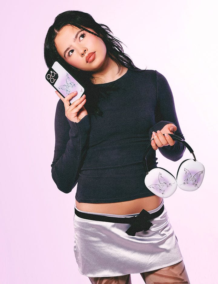 AI Butterfly iPhone Case in Heliotrope Purple and Chrome Silver - Image 11