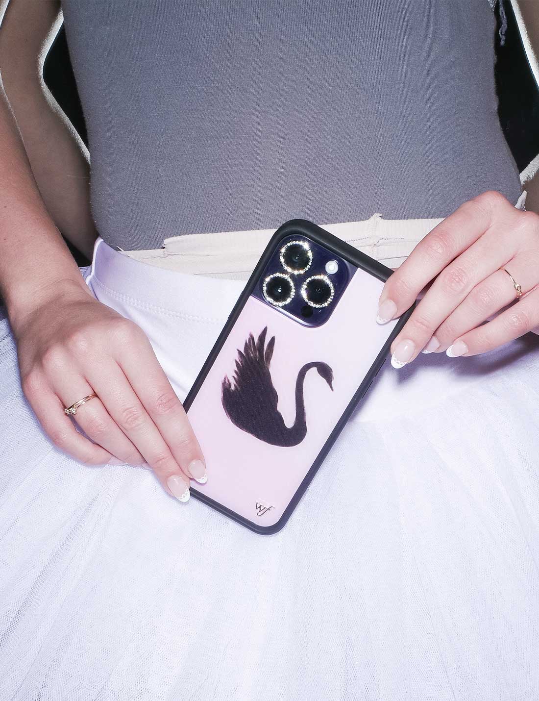 Black Swan iPhone Case with Pink Background Protective Bumper - Image 36